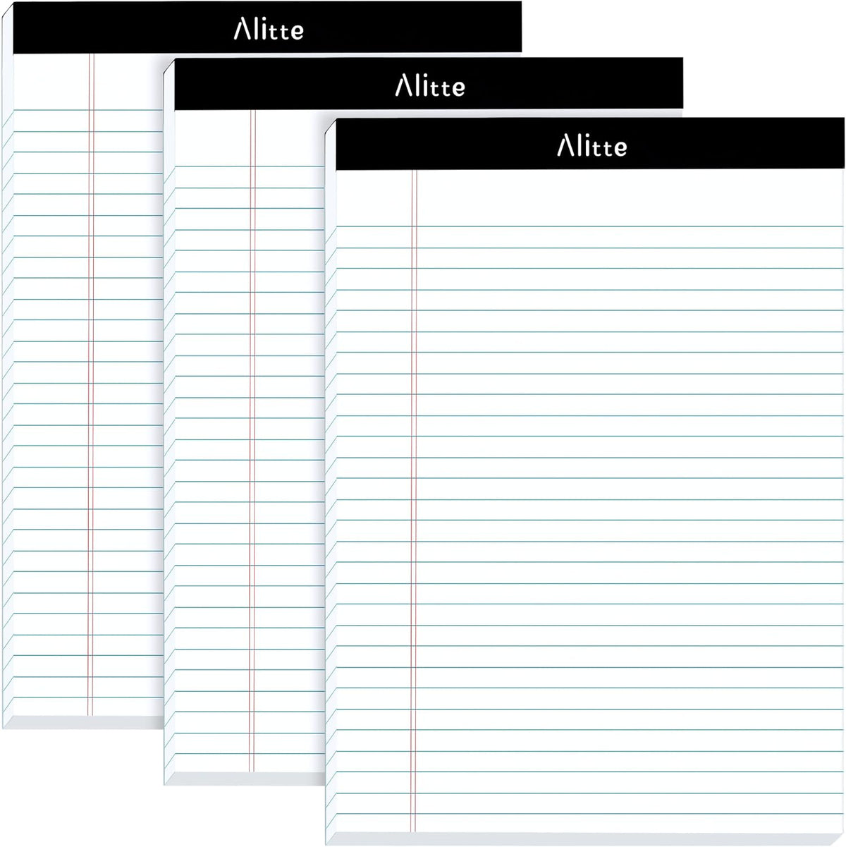 Alitte Legal Notepads 8.5 x 11, Pack of 12 - Perforated Wide Ruled Writing Pad - Premium Thick Paper, No Ink Bleeding - Blank Legal Pads For Home, Office, School, Business - 50 Sheets Per Notebook