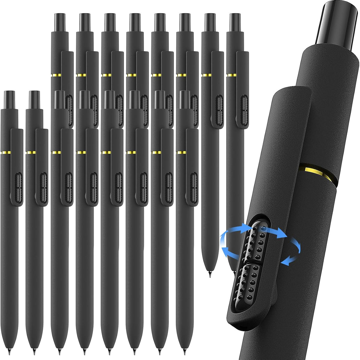 Hiacry 8 Pcs Gel Pens - 0.7mm Fine Point Smooth Writing Black Ink, Quick-Dry Long Lasting Fidget Pens, School & Office Supplies for Men Women(Classic-Black Ink)