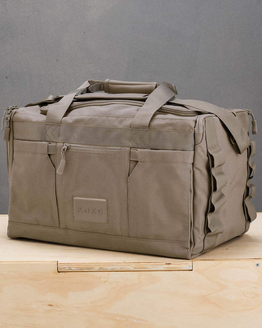 KNKG CORE Duffel Medium 35L - Gym Bag with Lifting Belt Attachment - Durable 500D Nylon, YKK Zippers - Natty