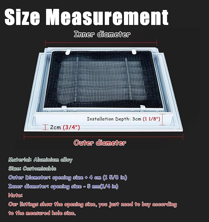 Louvered Vent/Access Panel, Decorative Removable Grille Filters Covers with Mesh Cover, Wall and Ceiling Inspection Service Door Loft Hatch(30x30cm/11.8x11.8in)