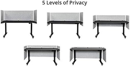 Stand Up Desk Store ReFocus Clamp-on Acoustic Desk Divider Privacy Panel That Reduces Noise and Visual Distractions (Ash Gray, 59" x 23.6, 23.6" x 23.6", & 23.6" x 23.6")