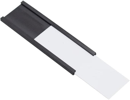 C Channel Magentic Label Holders 2x5.5 Inches with Paper Inserts and Clear Plastic Protectors,Magnetic Data Card Holders File Cabinet Labels,Pack of 50