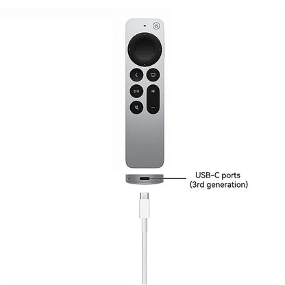 Woven TV Remote USB C Charger Cable for Apple TV Remote 3rd Gen/4th Gen, Siri Remote 3rd Gen, [MFi Certified] USB A to USB-C Cord Fast Charging for Apple/Samsung Smart TV Remote Control - White