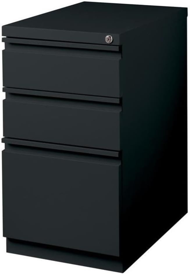 Pemberly Row 3 Drawers 27.75" Vertical Black Metal Filing Cabinet Lockable Pre-Assembled Stationary Letter Size for Home, Office