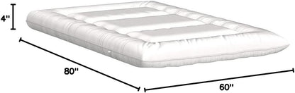 MAXYOYO Japanese Floor Futon Queen Size, Thicken Tatami Mat Sleeping Pad Foldable Roll Up Mattress Trifold Pad Guest Bed, Off White