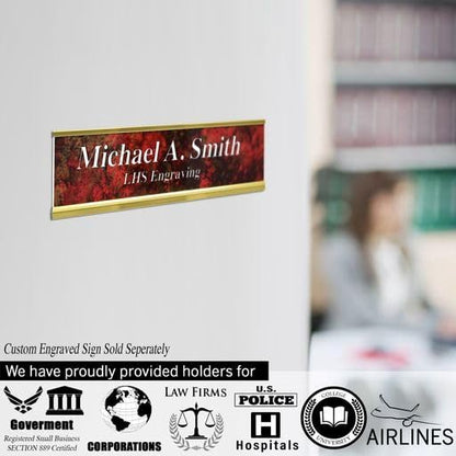 2x10 Executive Name Plate Holder, Yellow Aluminum Adhesive Door Mount for Wall Plaques, Mailbox Signs and Cubicles | Made in USA