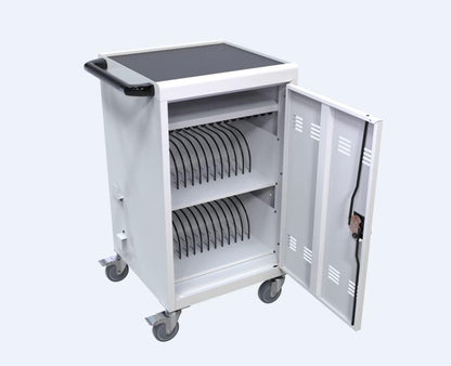 Laptop Charging Cart, White, Durable, 32 Devices, Fast Charging, Security Storage, Easy Use, Anti-Rust