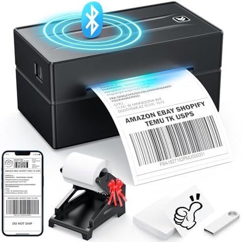 Thermal Label Printer for Small Business, 4x6 Shipping Label Printer for Shipping Packages,Bluetooth thermal printer Support Windows Mac Android iPhone Used for Amazon Ebay Shopify Temu TK USPS