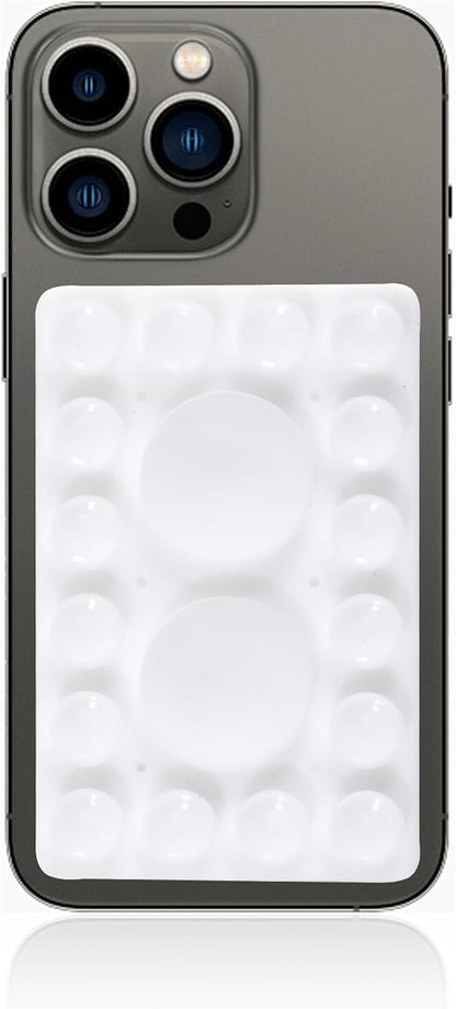 ZYCCER Double Sided Silicone Suction Phone Holder Mount,Compatible with iPhone and Android Cases Hands-Free Mirror Shower Phone Mount Strong Grip Holder (White, Single Sided 1PCS)