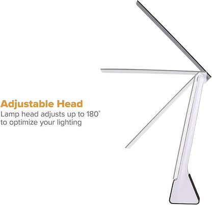 Bostitch Office KT-VLED1810-BLK Powered Rechargeable Battery LED Desk Lamp, 3 Color Temperatures, Flip Open, Black