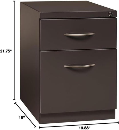 BOWERY HILL Mobile Pedestal File 2-Drawer Box/File with Arch Pull in Charcoal