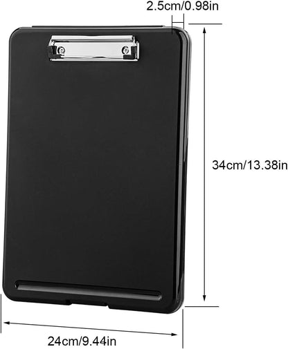 ZCZN Plastic A4 Form Storage Box Case, Clipboard Case, Bulk clipboard Set Suitable for School, Utility, Industrial Office, Medical Personnel, Black, 12 Pack