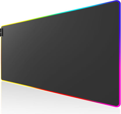 KTRIO RGB Large Gaming Mouse Pad with Stitched Edges, Superior Micro-Weave Cloth, Non-Slip Base, Water Resist Coating, 31.5 x 15.7 in, RGB Black