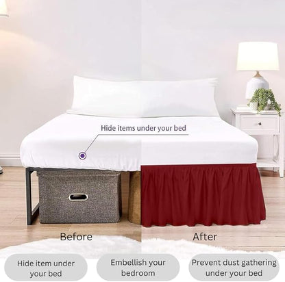 Ruffle Bed Skirt with Split Corners, Microfiber Dust Ruffled for a Perfectly Tailored Bedding Ensemble, Wrinkle and Fade Free, Easy Fit, Full Size 18 Inch Drop, Burgundy