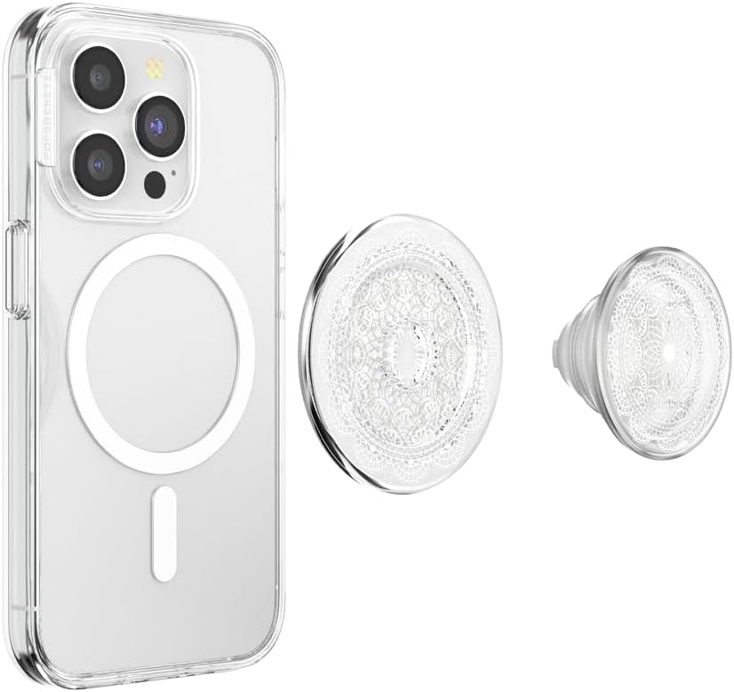 PopSockets Phone Grip for MagSafe with Kickstand, Magnetic Stand, Swappable Top, Secure Hold for iPhone MagSafe Cases, Phone & Tablet Grip, Cute PopSockets - Doily Life