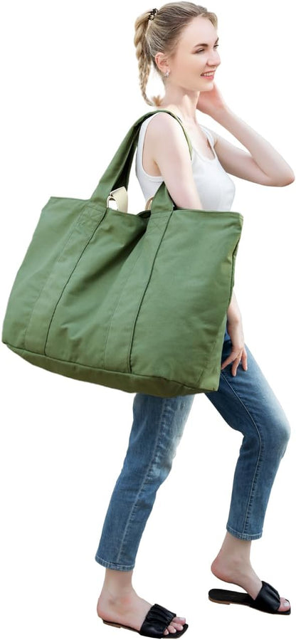 22'' 50L Large Canvas Bag, Extra Large Tote Bag for Women, Overnight Bags for Travel