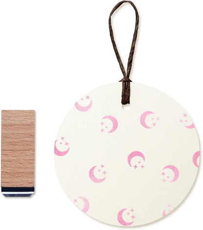 Moon Stars Rubber Stamp, 3/5 Inch Small Mini Stamp for Scrapbooking Card Making Planner