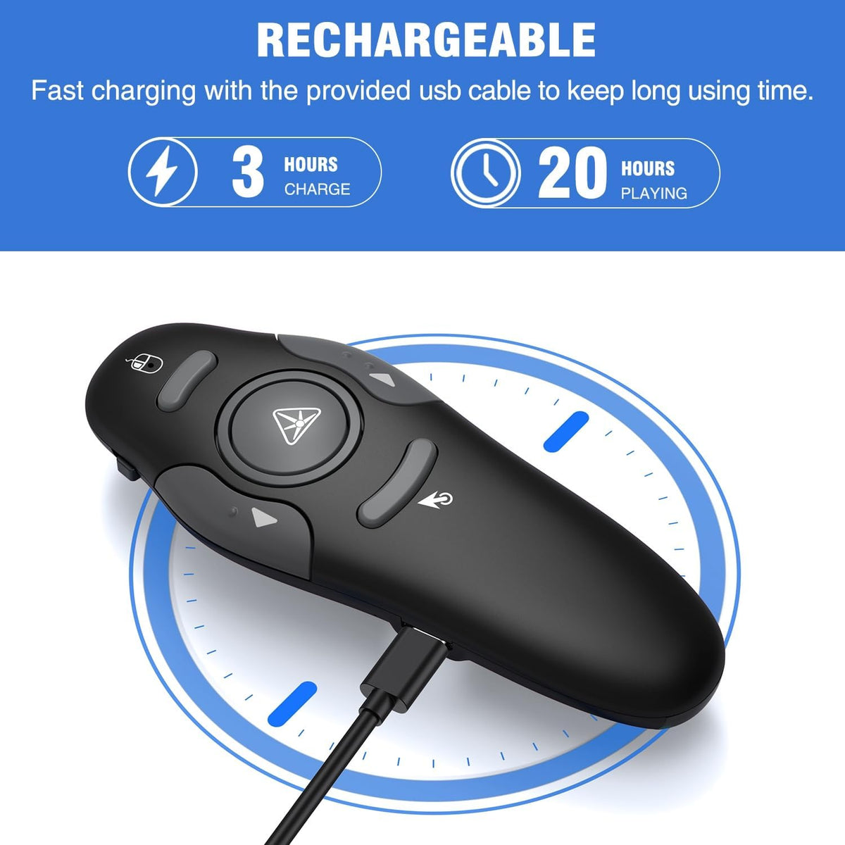 Air Mouse Clicker for Powerpoint Presentations, Rechargeable Wireless Presenter Remote Slide Advancer for Computer Laptop Office Classroom
