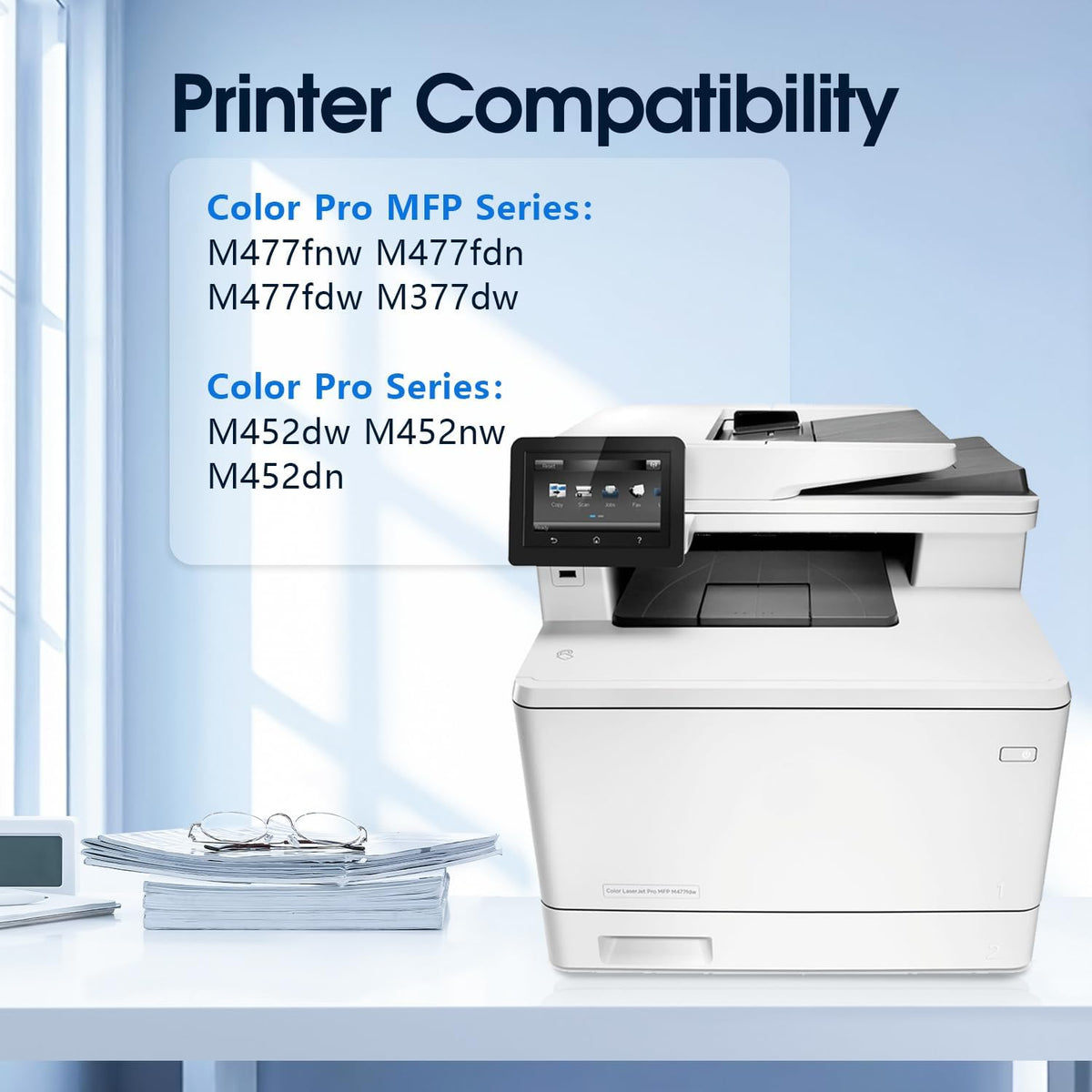 410A Toner Cartridge Replacement Compatible for 410A 410X 410 CF410A CF411A CF412A CF413A Work with Pro MFP M477fnw M477fdw M477fdn M452dn M452nw M477 Printer (4-Pack)