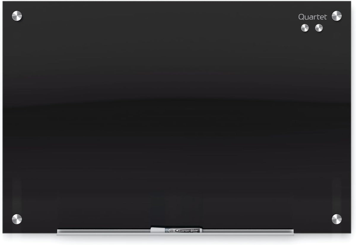 Quartet Glass Whiteboard, Magnetic Dry Erase White Board, 24" x 18", Black Surface, Infinity (G2418B)