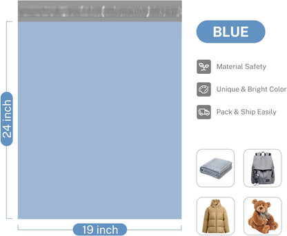 Metronic Poly Mailers 19x24 Inch 100 Pcs | Large Shipping Bags for Clothing, Small Business | Strong Thick Mailing Bags with Self Adhesive | Waterproof and Tear-Proof Large Package Bags in Haze Blue