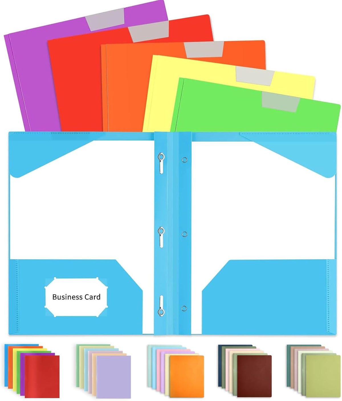Sooez Folders with Pockets and Prong, 6 Pack, Pastels Colors, File Folders with Prongs, 2 Pocket Folders Bulk, Plastic Folder, School Folder College Supplies, Aesthetic Nursing Cute School Supplies