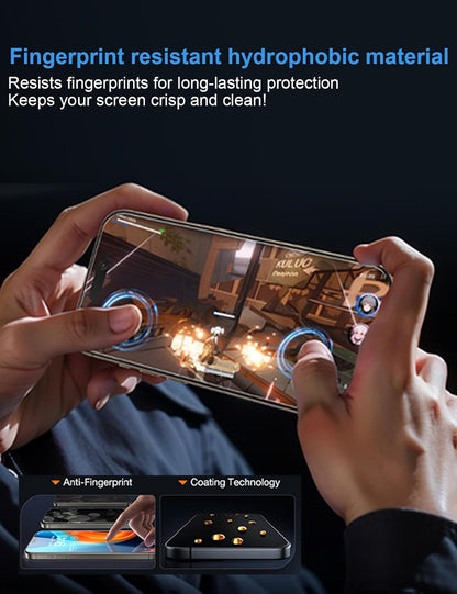 OneFish for iPhone 16 Pro Max Privacy Screen Protector, 4-Way 360° Anti-Spy Tempered Glass, 9H Hardness, HD Clear Anti-Fingerprint 3D Curved Edges, Case-Friendly & Easy Installation [2 Pack]