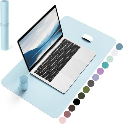 YSAGi Non-Slip Leather Desk Pad, Waterproof Laptop Computer Desk Keyboard Mat, Table Protector Blotter Mat, Large Mouse Pad for Office/Work/Home/Decor(Sky Blue, 23.6" x 13.7")