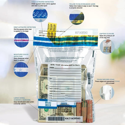 BankSupplies Ultima Blue White Deposit Bags | 12W x 16H | Case of 500 | Discreet, Opaque & Secure | Bank Deposit Bags | Tamper Evident Security | Easy to Use | Write-On Surface
