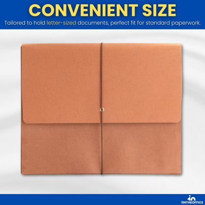 1InTheOffice Expanding File Folder with Flap and Cord Closure, 5-1/4" Expansion, Letter Size, Wallet Redrope, 3 Pack