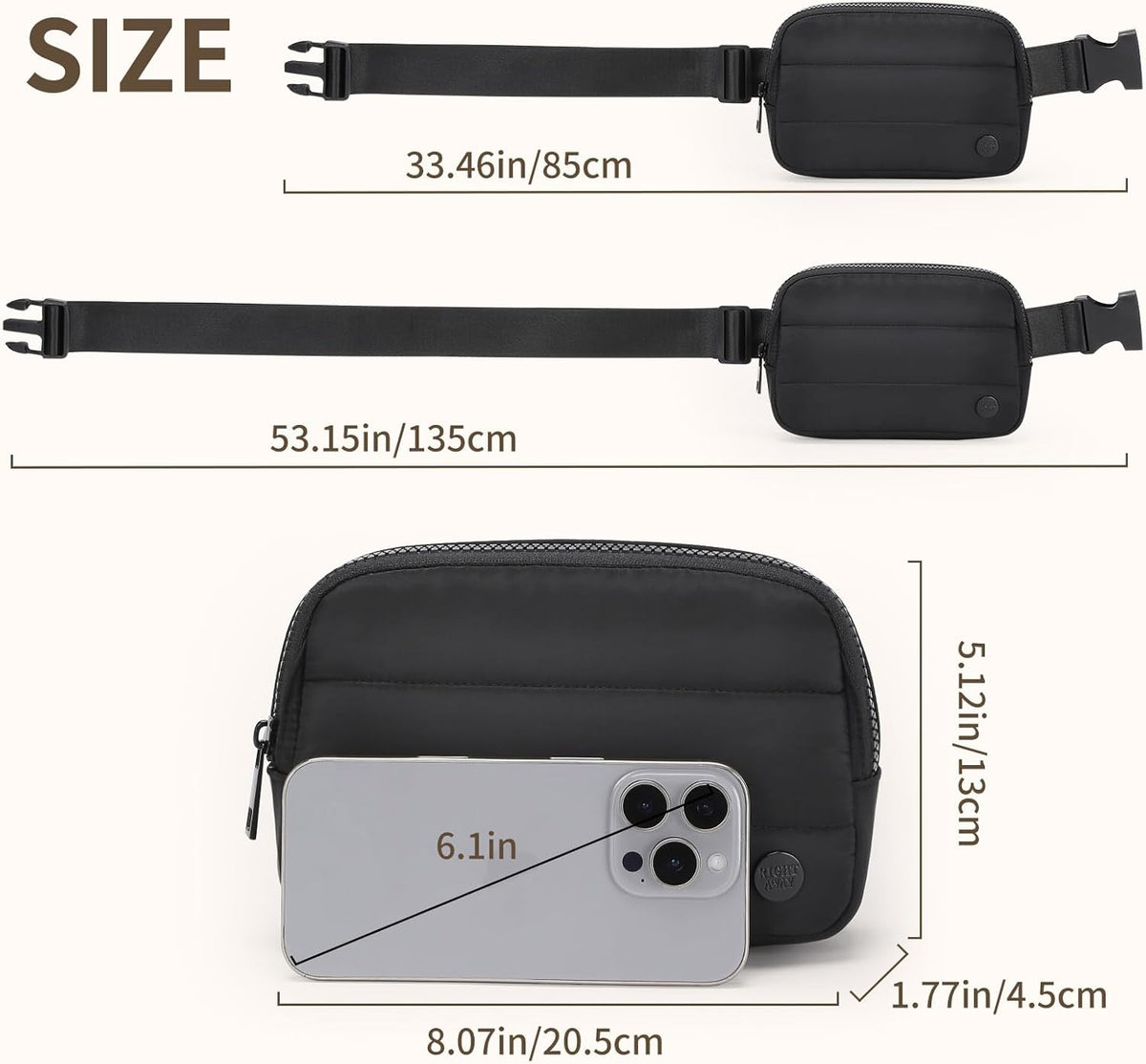 Fanny Packs for Women，Waterproof Belt Bag Bum Bags for Crossbody，Fashion Waist Packs with Adjustable Strap for Traveling, Hiking, Running（Black）