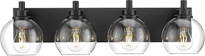 METWET Bathroom Light Fixtures, 4 Light Matte Black Vanity Light, 26 Inch