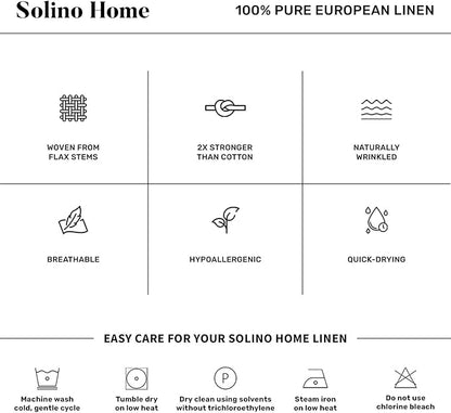 Solino Home Linen Ivory Table Runner 90 Inches Long - 100% Pure Linen Hemstitch 14 x 90 Inch Table Runner for Dining, Christmas, Holiday, New Year - Classic Hemstitch