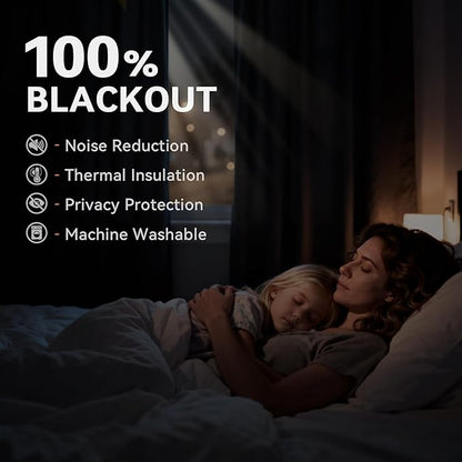 100% Blackout Shield Linen Blackout Curtains for Bedroom, Dark Gray Grommet Curtains for Living Room, Thermal Insulated Room Darkening Drapes for Nursery, Boho Home Decor, 50" W x 90" L, 2 Panels