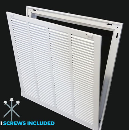 HVAC Premium 16 x 26 Duct Opening Steel Return Air Filter Grille, for 1-inch Filter, Removable Door, Flat Stamped HVAC Vent Cover Grille, Outer Dimensions 18.5 x 28.5