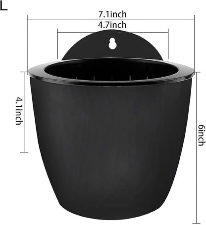 7Pack Self-Watering Plant Flower Pot Wall Hanging Plastic Planters Size 7 inch with 7 Hooks Replacement for Plants Flowers Indoor Outdoors