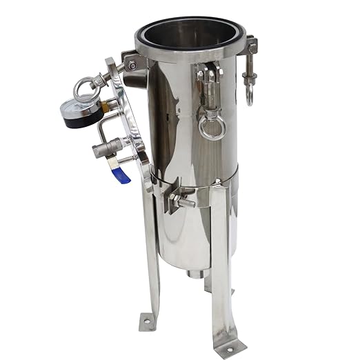 #3 Bag Filter Housing 304 Stainless Steel Filter Solid-Liquid Separation Tool 120PSI Industrial Sock Filter 1" Fnpt in/Out Bag Water Filter Purification Equipment 0.6 SQ FT Filtering Area