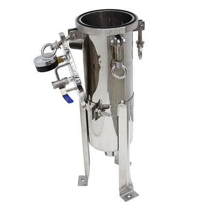 #3 Bag Filter Housing 304 Stainless Steel Filter Solid-Liquid Separation Tool 120PSI Industrial Sock Filter 1" Fnpt in/Out Bag Water Filter Purification Equipment 0.6 SQ FT Filtering Area