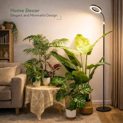 LBW Floor Grow Light with Stand for Large & Tall Indoor Plants, Full Spectrum Floor Plant Light, Auto On/Off Timer 6/8/12/16H, 5-Level Dimmable, 3 Lighting Modes, Adjustable Height up to 68''