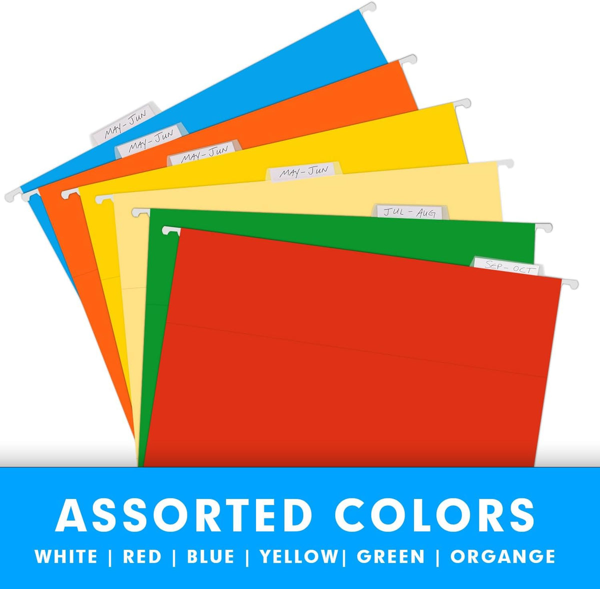 Extra Capacity Hanging File Folders, RAZCC 60 Pack Letter Size Reinforced Hanging Folders with Heavy Duty 2 Inch Expansion for Bulky Files, Filing Cabinet, Adjustable Tabs, Assorted Colors