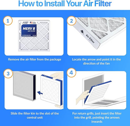 Filter King 31.5x10.5x1 Air Filter | 4-PACK | MERV 8 HVAC Pleated A/C Furnace Filters | MADE IN USA | Actual Size: 31.5 x 10.5 x .75"