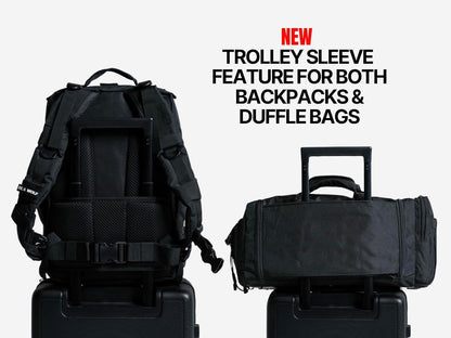 WOLFpak 20L Mini Duffle Bag for Gym & Travel | Waterproof Carry-On Weekender Bag with Shoe Compartment, Hard Bottom, and Tactical Molle System (Black with White Accents)
