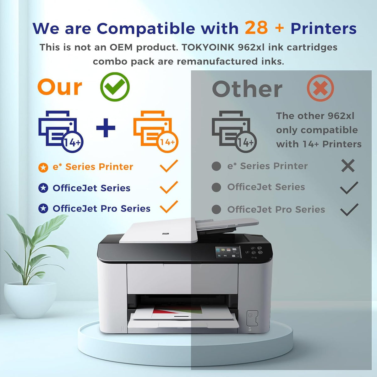 962XL Ink Cartridges Combo Pack Compatible Replacement for HP hp962 962 XL Ink Cartridges Works with OfficeJet Pro 9010e 9012e 9014e 9015e 9018e 9020e 9022e 9025e 9028e (962XL-4P, BK/C/M/Y)