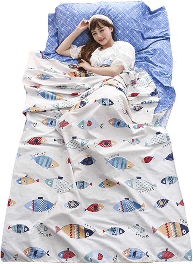 TRIWONDER Sleeping Bag Liner Cotton Camping Travel Sheet Sleep Sack Adult for Hostels Outdoor Picnic Planes Trains