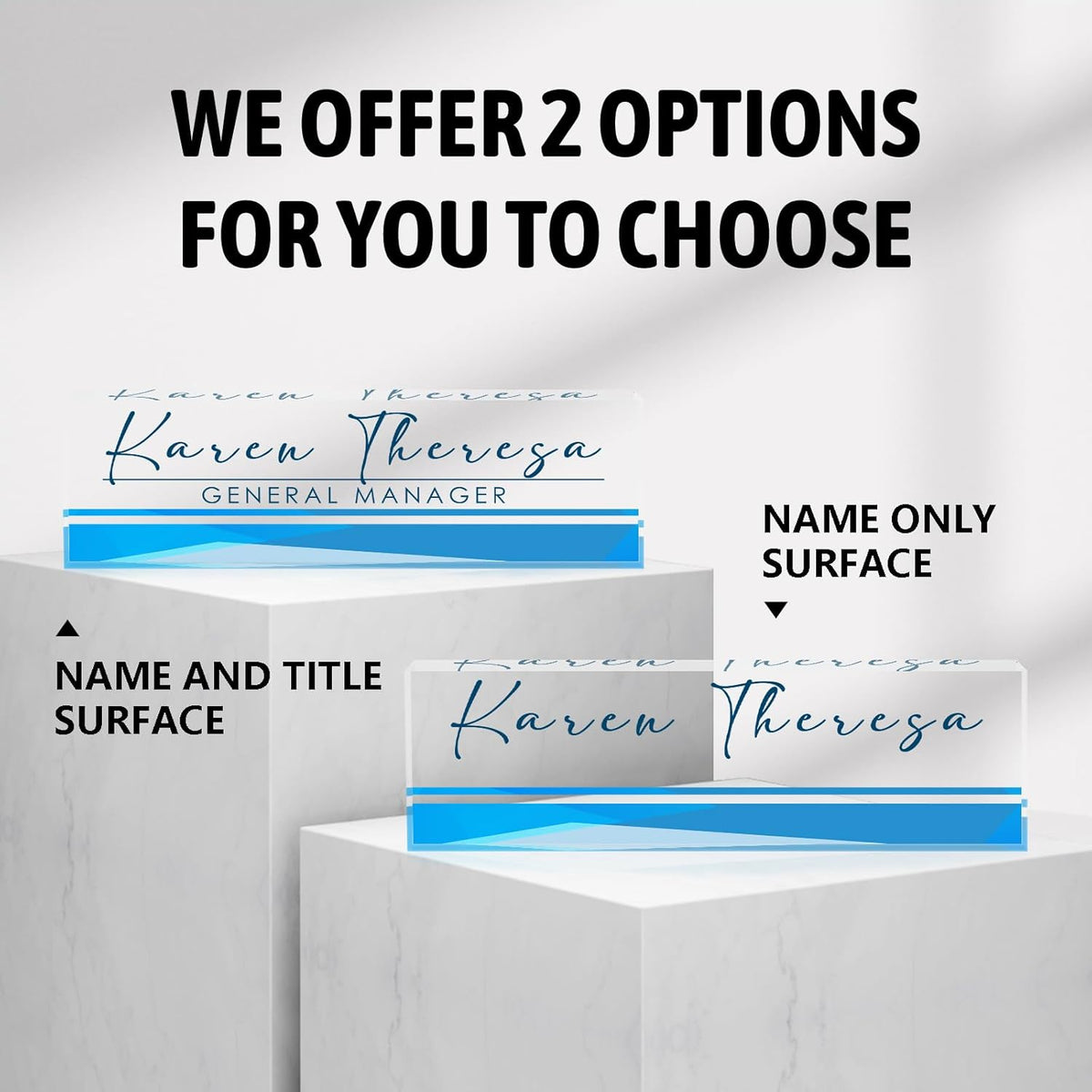 Custom Office Name Plate, Personalized Gifts for Women & Men, Appreciation Gifts for Employees, Minimalist Blue Desk Accessory