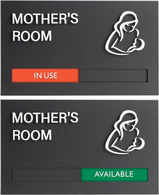""9x5 Privacy Slider Sign - In Use/Available for Mother's Rooms, Conferences, Wellness Areas | Office & Hospital Door Indicator"", Black
