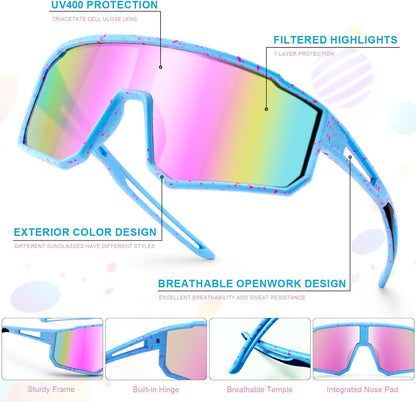 3PACK Kids Sunglasses for Boys and Girls, UV400 Protection, Baseball and Cycling Goggles