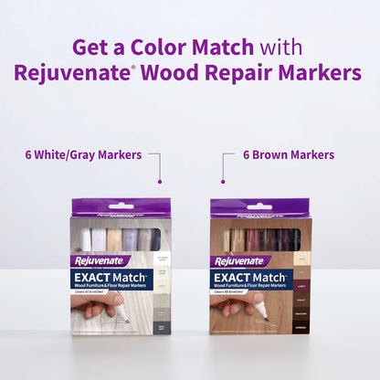 Rejuvenate Exact Match Wood Furniture & Floor Repair Markers, 6 Count, Brown Markers Cover All Scratches, Scuffs And Damage To Wood Furniture And Flooring
