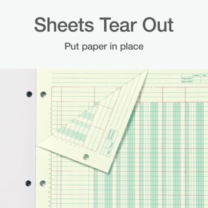 Adams Columnar Analysis Pad, 5 Column Ledger, 8.5" x 11", 100 Pages (50 Sheets), Green, 3 Hole Punch, for Accounting, Bookkeeping & Data (ACP85115)