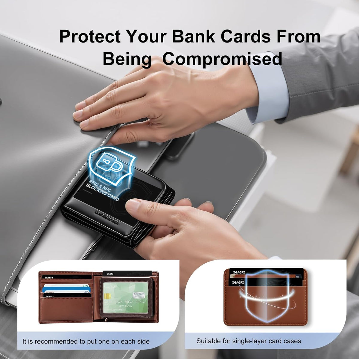 6 Pack RFID Blocking Card, NFC Debit Credit Card Passport Protector, Entire Wallet Protection Blocker Set for Men & Women, Smart Slim Design Perfectly fits in Wallet and Purse-Black (6)